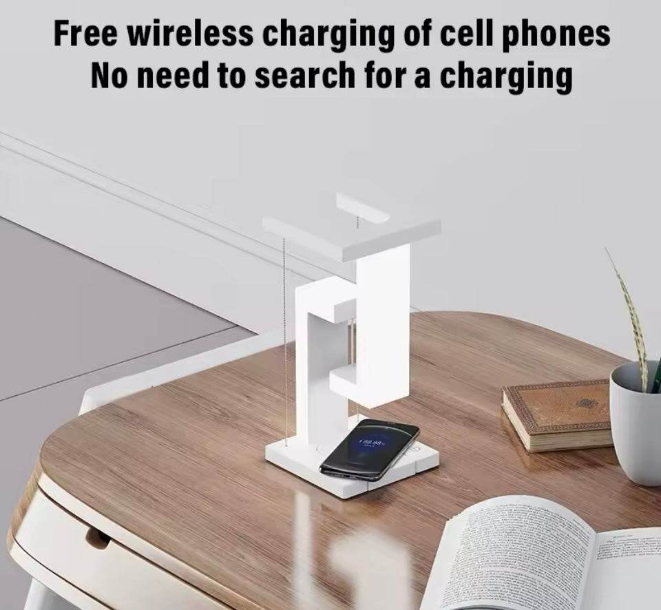 Wireless Charging Pad Stand Anti- Gravity LED Table Lamp for IPhone, Samsung, Xiaomi 15W Fast Charging Station - Qubit Pro Max