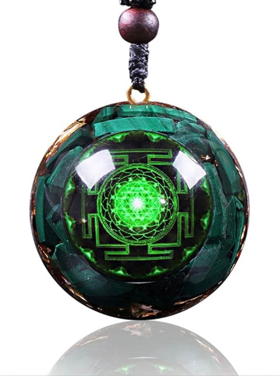 Orgonite Pendant Malachite Energy Sri Yantra Necklace - Qubit Pro Max