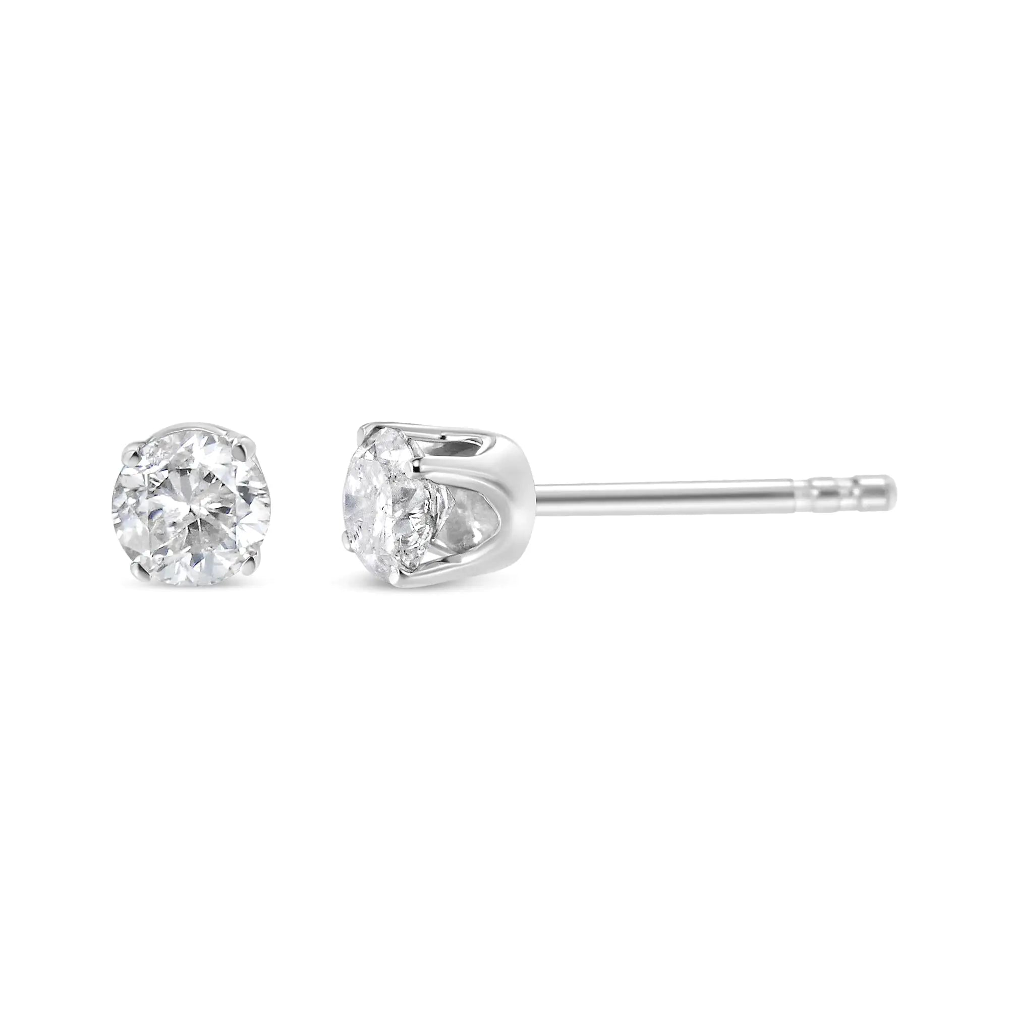 10k White Gold Solitaire Diamond Stud Earrings (0.75 cttw, G-H Color, I3 Clarity)